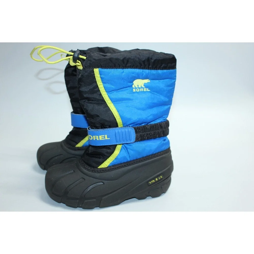 SOREL Flurry Youth Kids Insulated Winter Waterproof Snow Boots Blue-Black Size 1